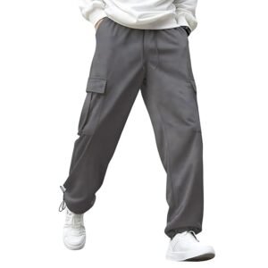 NOBERO Men's Loose Mid Rise Oversized Cargo Utility Joggers