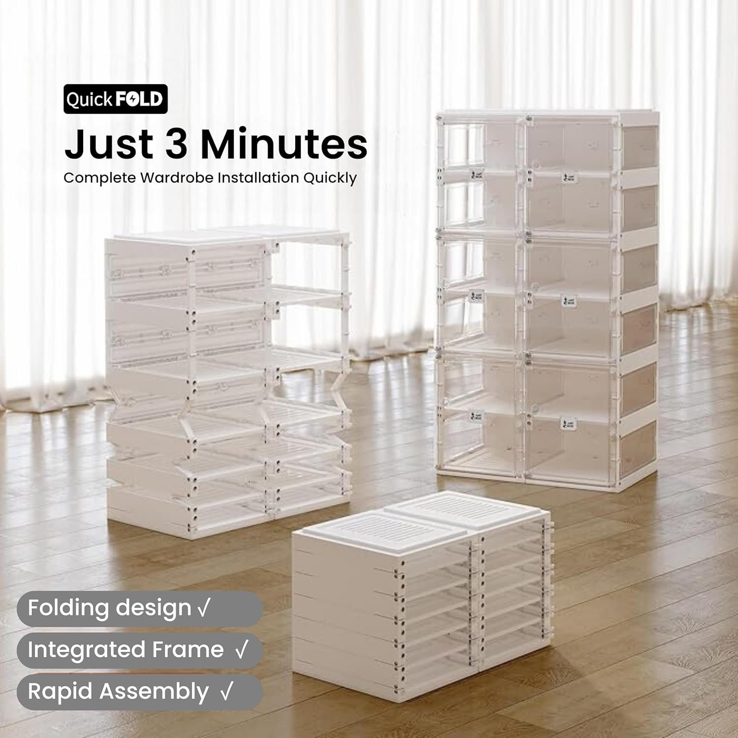 ANTBOX Shoe Storage Box with Transparent Doors and Sides (8 Pairs, 4-Doors) | Shoe Organizer, Plastic Shoes Rack for Home Improvement | Waterproof Shoe Rack Cover | Closet Organizer, Sneaker Box - Image 6